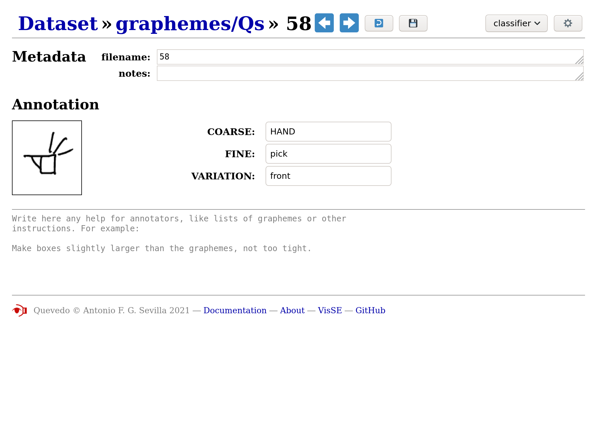 Grapheme annotation